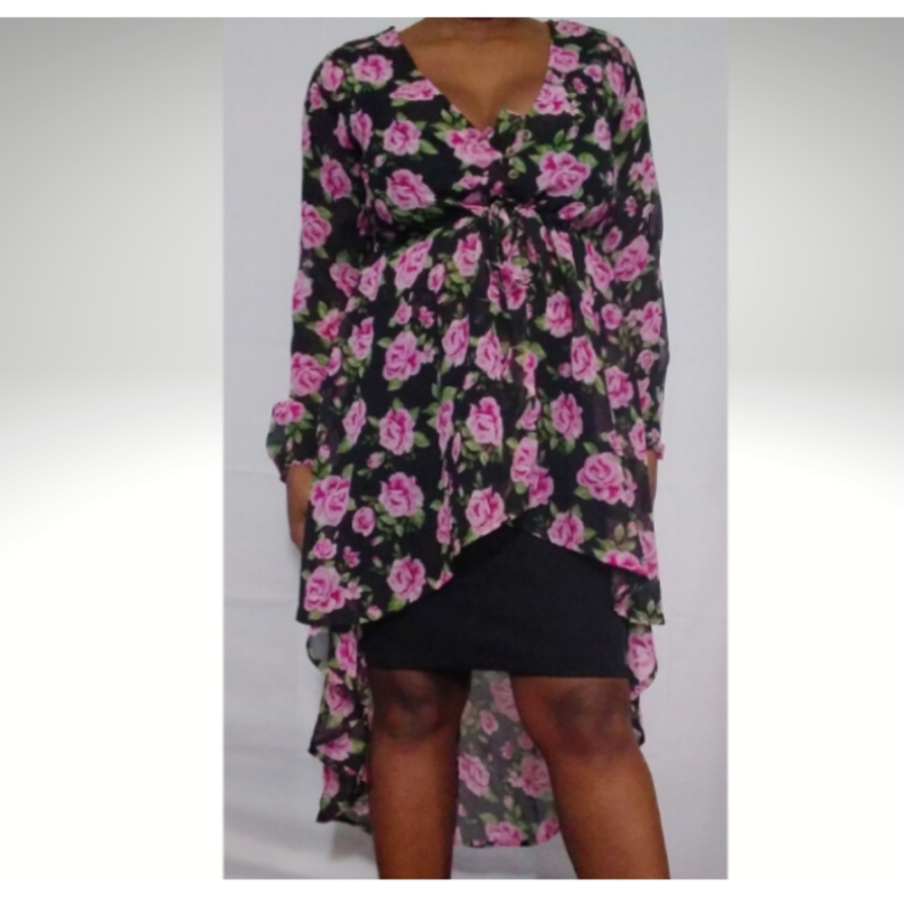 High Low Sheer Tie waist Duster